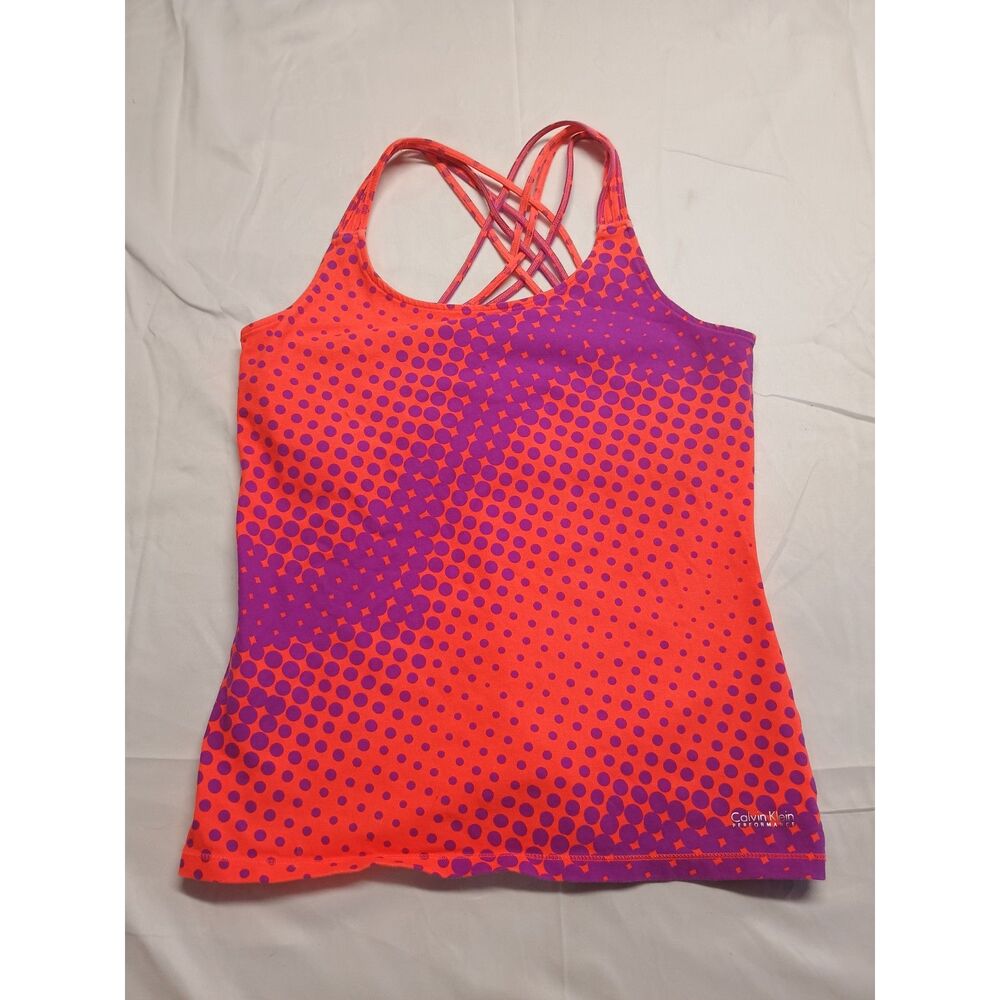 Calvin Klein Performance Women's M Quick Dry Strappy Back Tank Top Orange Purple